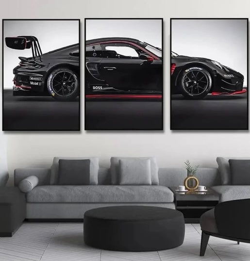 3 piece wall art Porsche